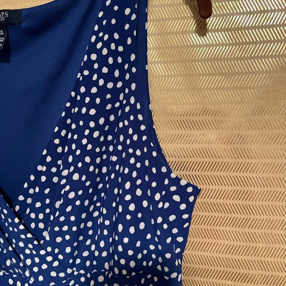 CHAPS~RL SLEEVELESS DRESS~BLUE~LG - Picture 4 of 8